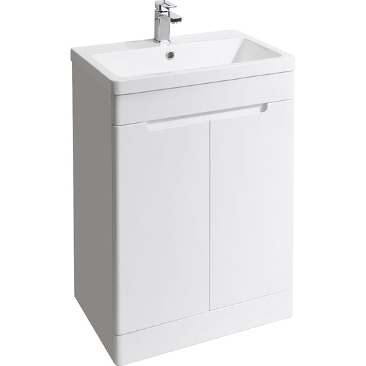 Elegant Haven Selkirk 600 Gloss White Floor Standing 2 Door Unit And Basin 53101-53100/5