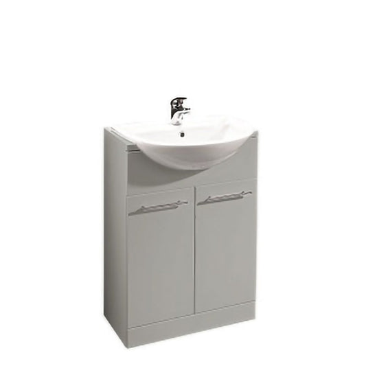 Elegant Haven Skara 600 Gloss Grey Floor Standing Basin Unit And Semi Recessed Basin 29207-