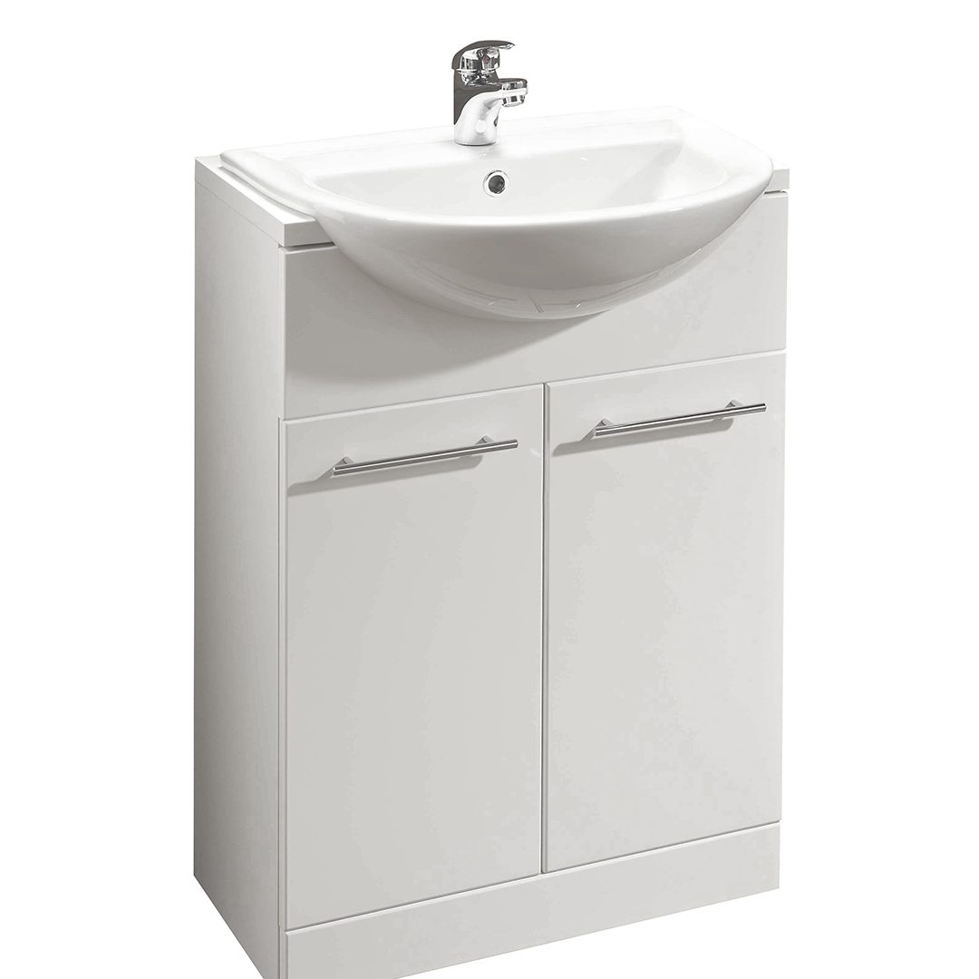 Elegant Haven Skara 600 Gloss Floor Standing Basin Unit And Semi Recessed Basin 29201a-