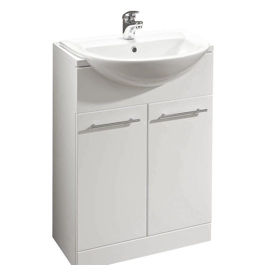 Elegant Haven Skara 600 Gloss Floor Standing Basin Unit And Semi Recessed Basin 29201a-