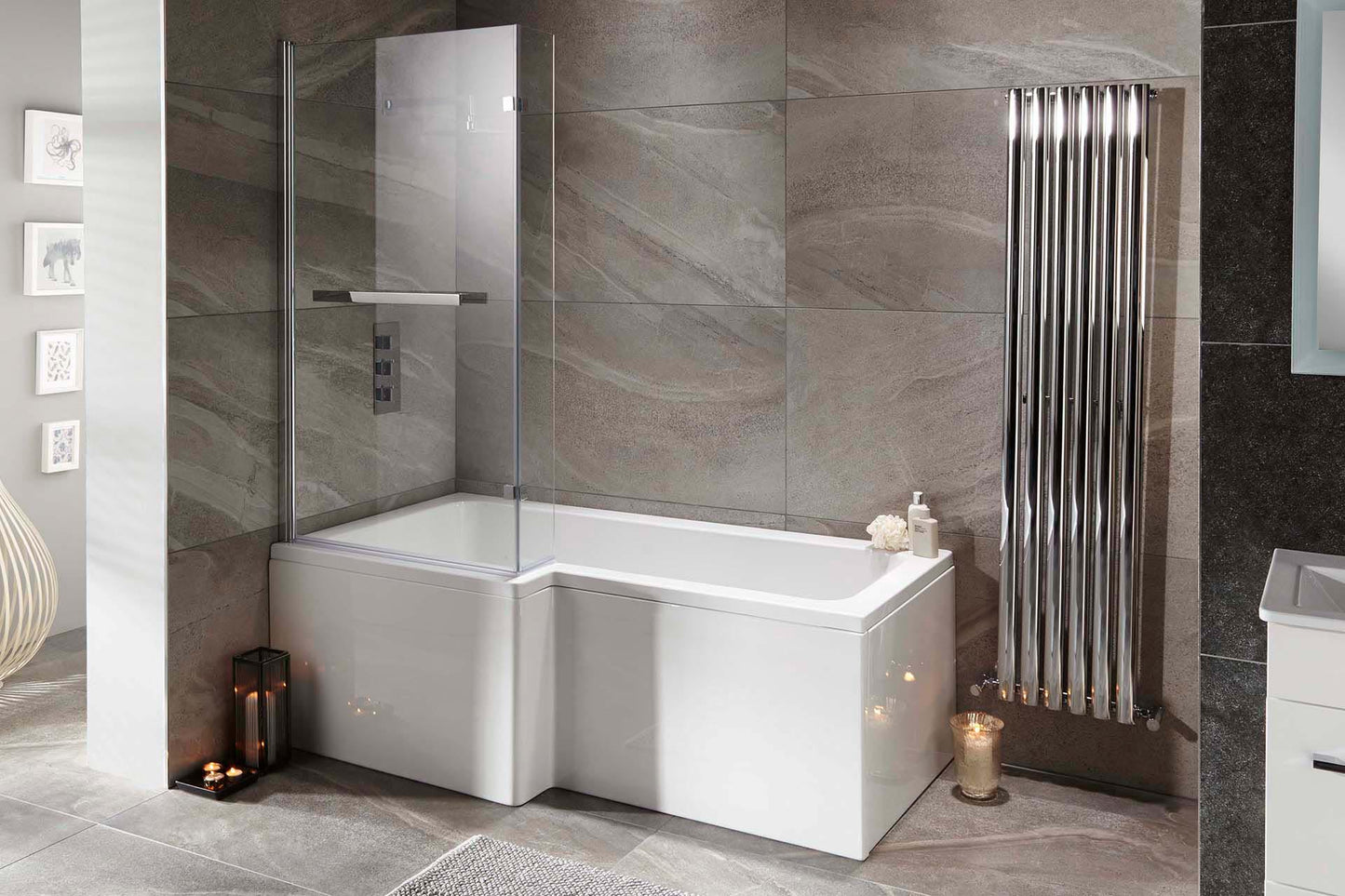 Elegant Haven Skye 1700mm L Shaped 0th Left Hand Shower Bath With L Shaped Shower Screen And Front