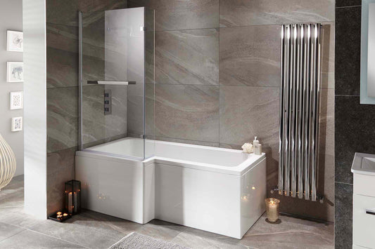 Elegant Haven Skye 1700mm L Shaped 0th Left Hand Shower Bath With L Shaped Shower Screen And Front