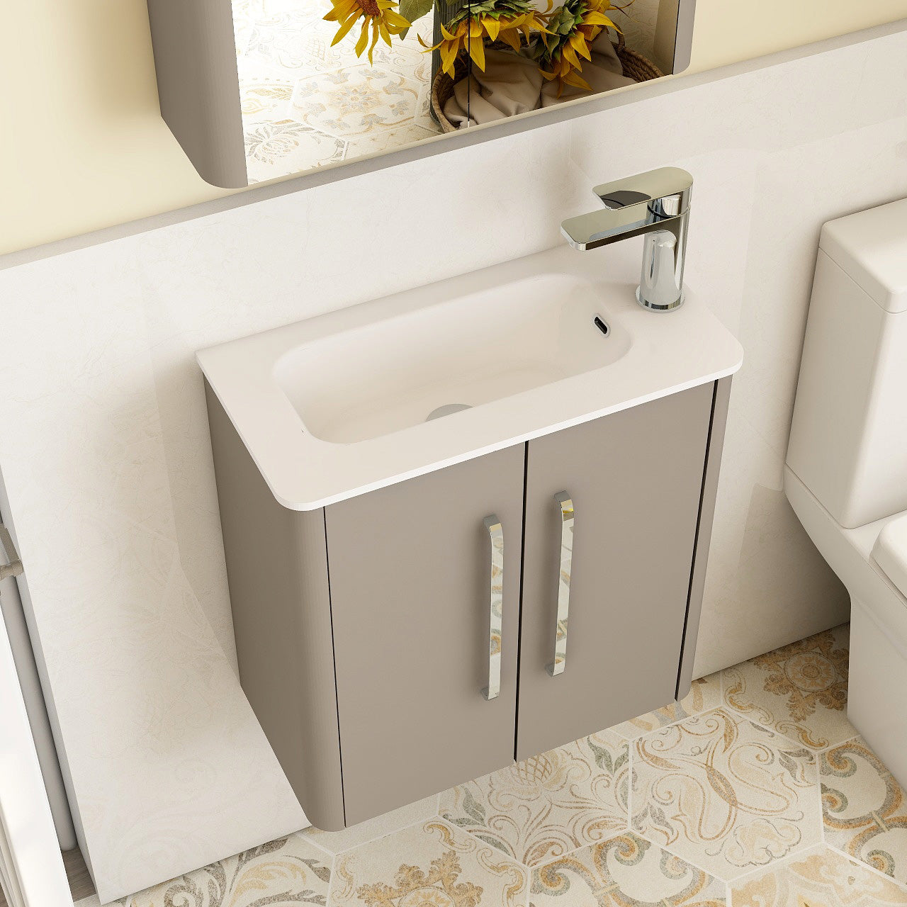 Suburb 500mm × 250mm double door wall mounted cabinet matt ash