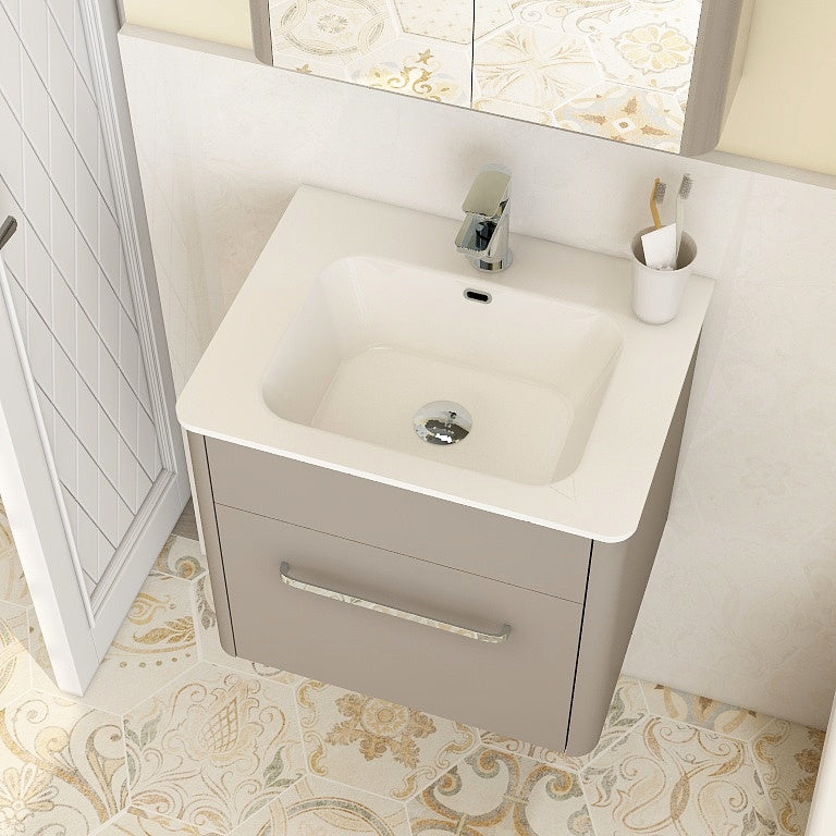 Suburb 500mm x 390mm single drawer wall mounted cabinet matt ash