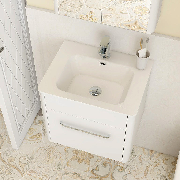 Suburb 500mm x 395mm single drawer wall mounted cabinet white gloss