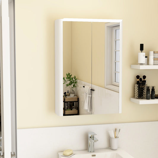 Suburb 500mm two door mirror cabinet with light and shaver socket in white gloss