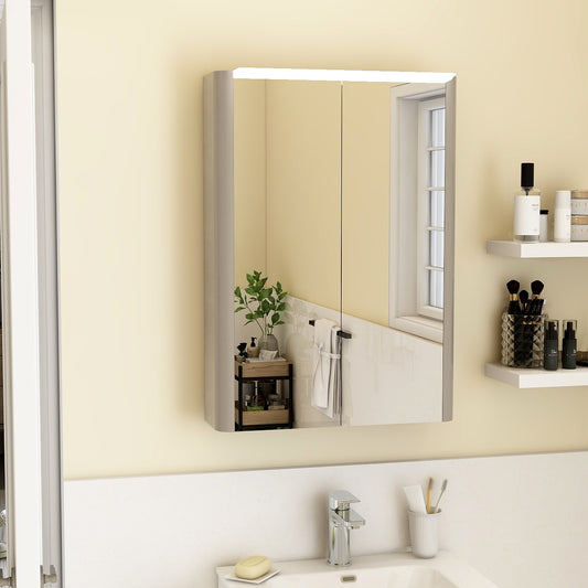 Suburb 500mm two door mirror cabinet with light and shaver socket in Matt Ash