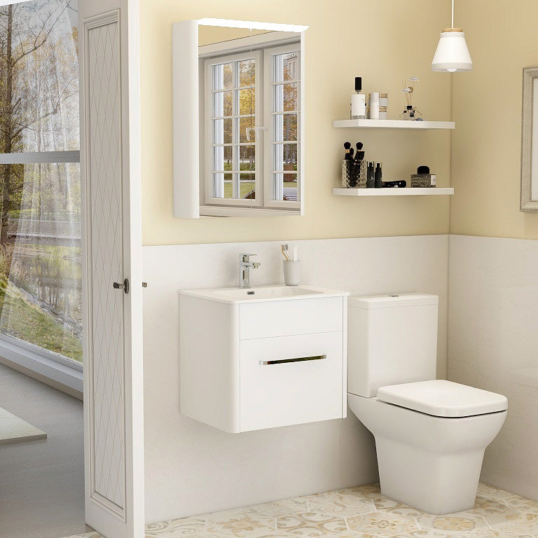 Suburb 500mm x 395mm single drawer wall mounted cabinet white gloss