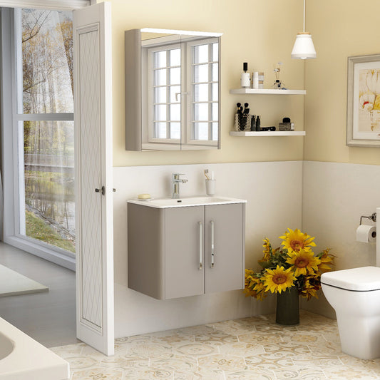 Suburb 600mm x 390mm double door wall mounted cabinet matt ash