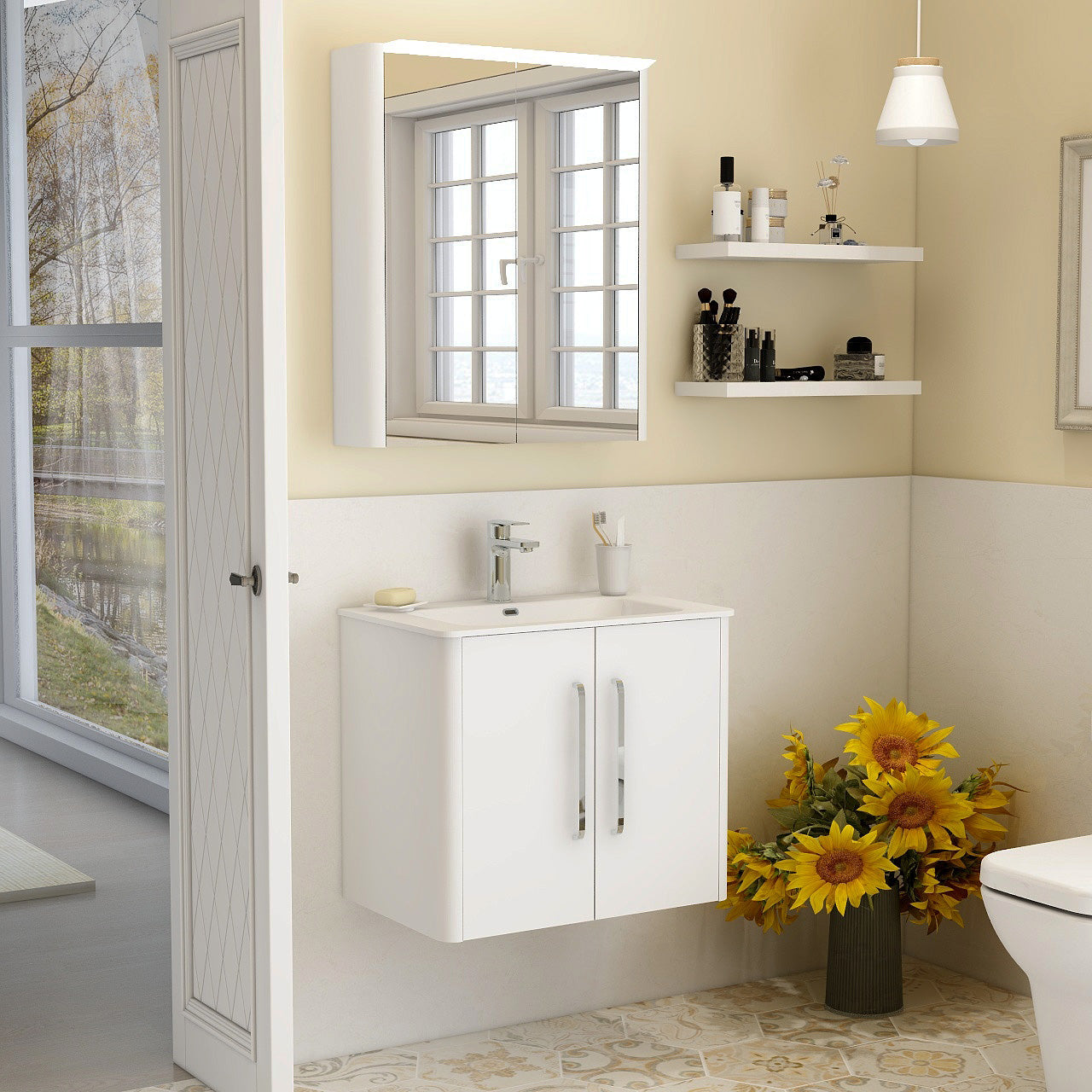 Suburb 600mm x 390mm double door wall mounted cabinet white gloss