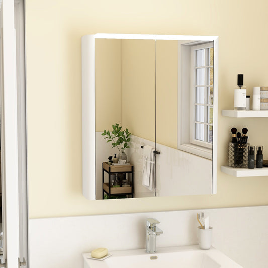Suburb 600mm two door mirror cabinet with light and shaver socket in white gloss
