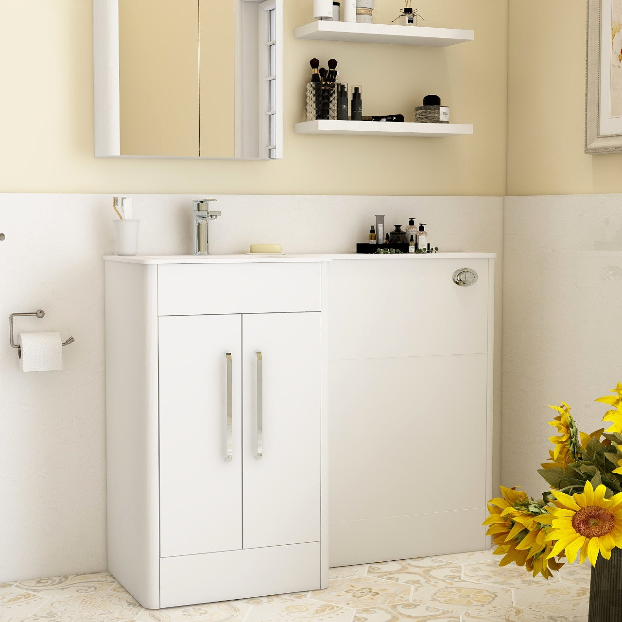 Suburb 600mm left hand WC unit White Gloss