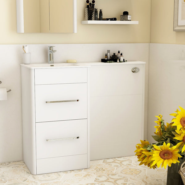 Suburb 600mm left hand WC unit White Gloss – Elegant Haven- Bathroom Store