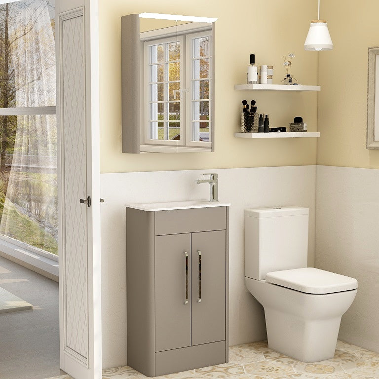 Suburb 500mm × 250mm double door floor mounted cabinet matt ash