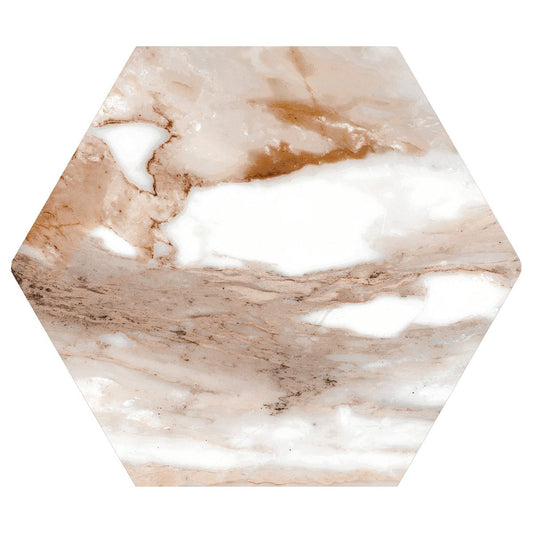 Charlie Beige Hex Marble Matt Porcelain Tile 290x258mm