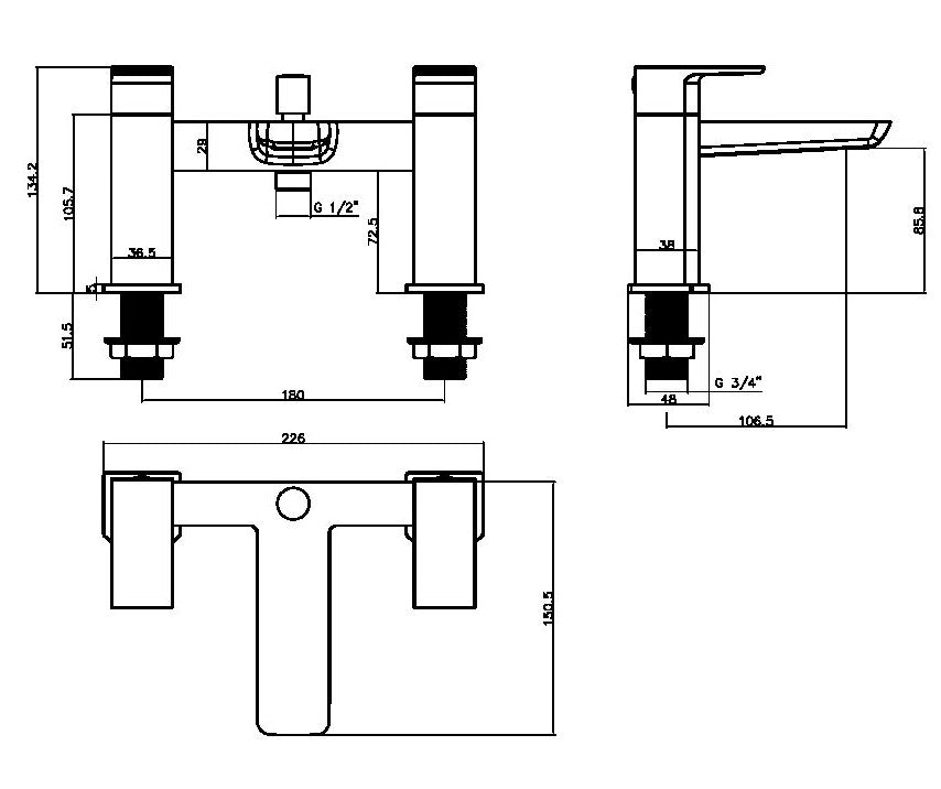 Muro Black Bath Shower Mixer