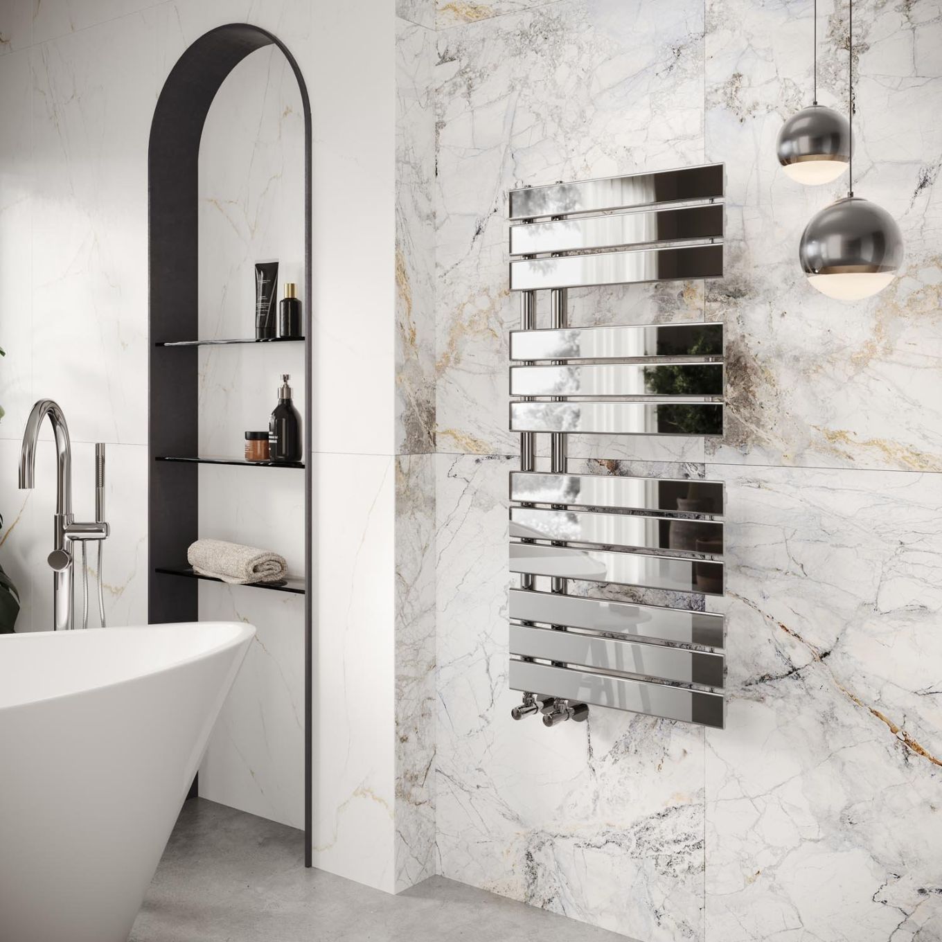 Tarvos Chrome Heated Towel Rail 1080x550mm