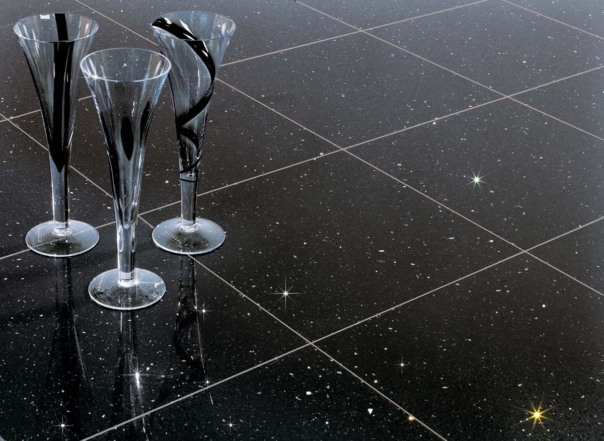 Quartz Stone Midnight Black Tile 300x600mm