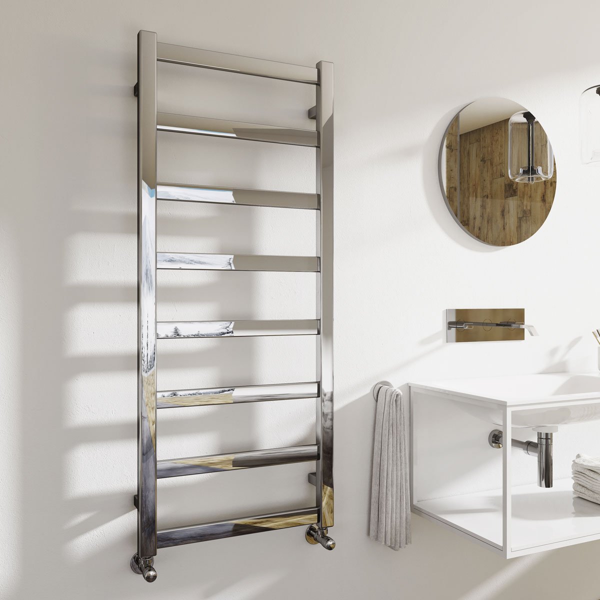 Valda Chrome Designer Heated Towel Rail 1200x500mm