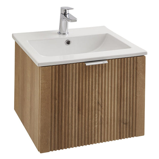 Elegant Haven Tyndrum 500 Cask Oak Wall Mounted Drawer Unit and Basin 41005-5