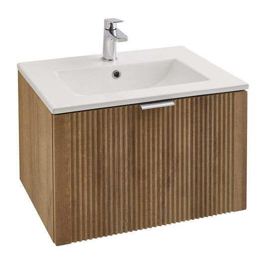 Elegant Haven Tyndrum 600 Cask Oak Wall Mounted Drawer Unit and Basin 41105-