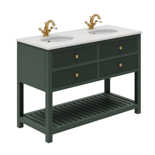 Addison Ribbed Green Floor Standing Vanity Unit 1200mm