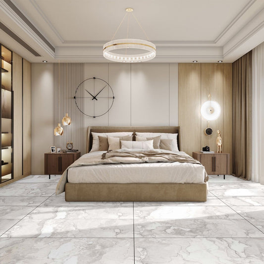 Kamino Polenta Grey Gloss Porcelain Marble Tile 1200x600mm