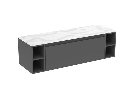 UNI 140cm Kit - 100cm 2 Drawer wall mounted unit, 2 x 20cm Spacers & 140cm Countertop
