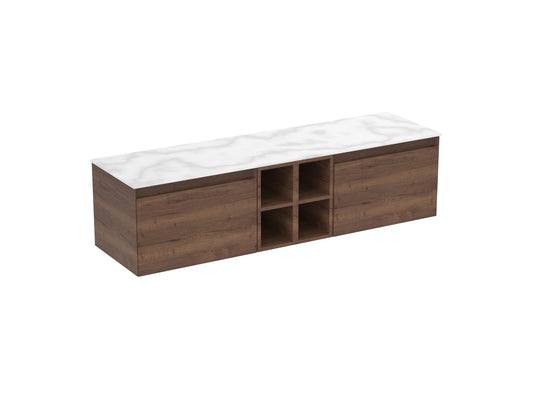 UNI 160cm Kit - 2 x 60cm 1 Drawer wall mounted unit, 2 x 20cm Spacers & 160cm Countertop