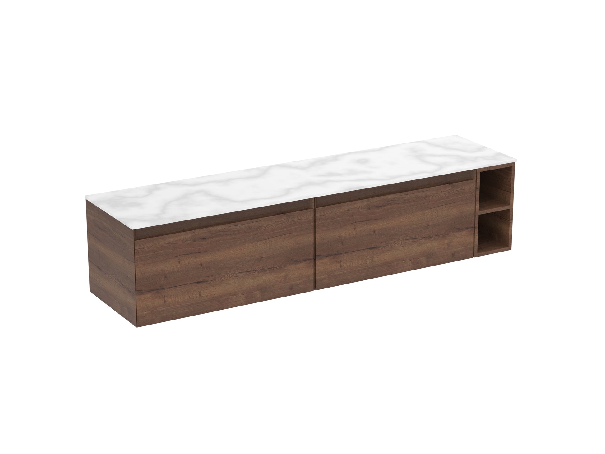 UNI 180cm Kit - 2 x 80cm 1 Drawer wall mounted unit, 20cm Spacer & 180cm Countertop