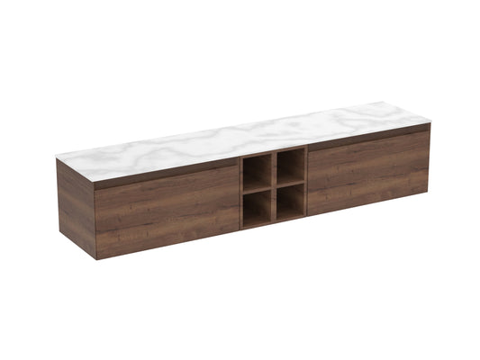 UNI 200cm Kit - 2 x 80cm 1 Drawer wall mounted unit, 2 x 20cm Spacers & 200cm Countertop