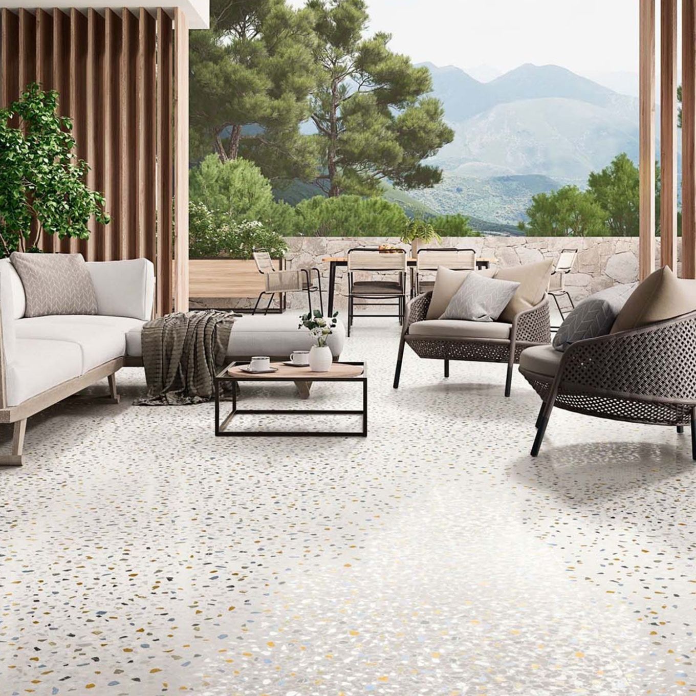 Soprano Blanco Matt Terrazzo Porcelain Tile 1000x1000mm