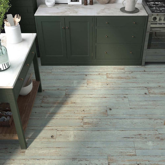 Washington Turquoise Wood Effect Matt Porcelain Tile 200x1200mm