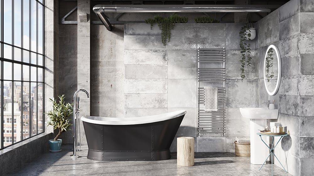 Hoff Black Freestanding Acrylic Bath 1676x780mm
