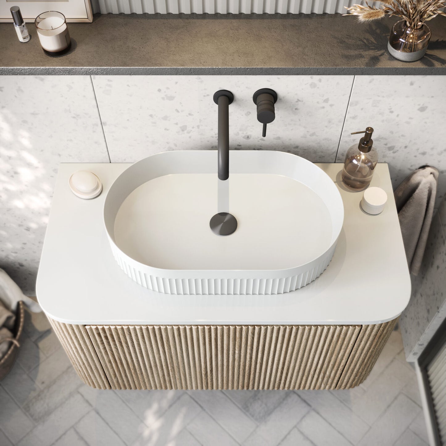 Fluted Oval Basin
