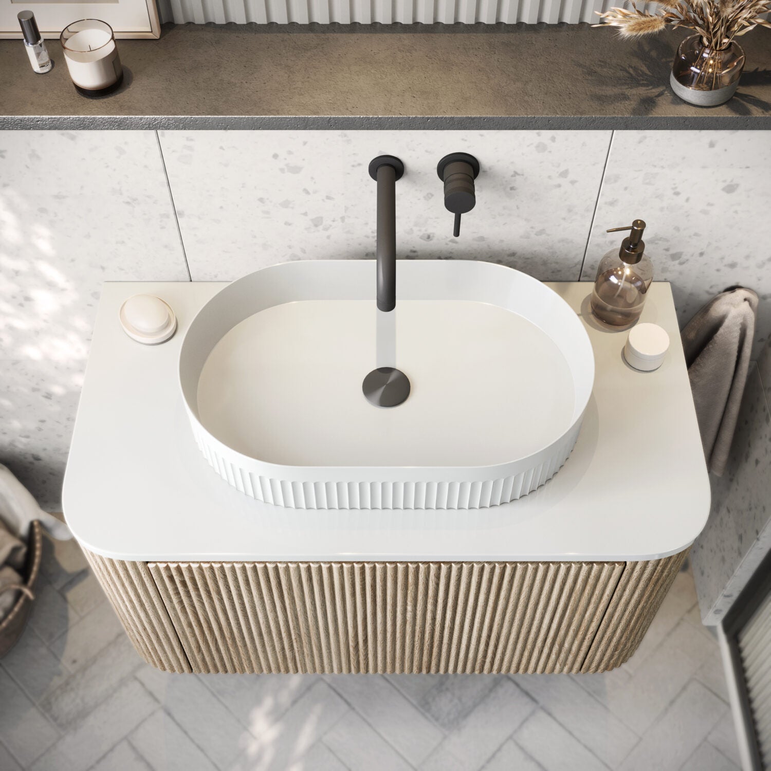 Fluted Oval Basin