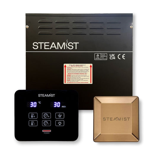 Steamist 4.5kw Steam Generator with Controller and Brushed Gold Steam Outlet