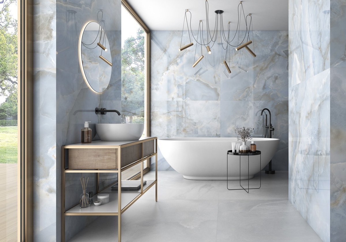 Osaka Pearl Super Polished Porcelain Onyx Tile 600x1200mm (PRICE PER SQ/M)