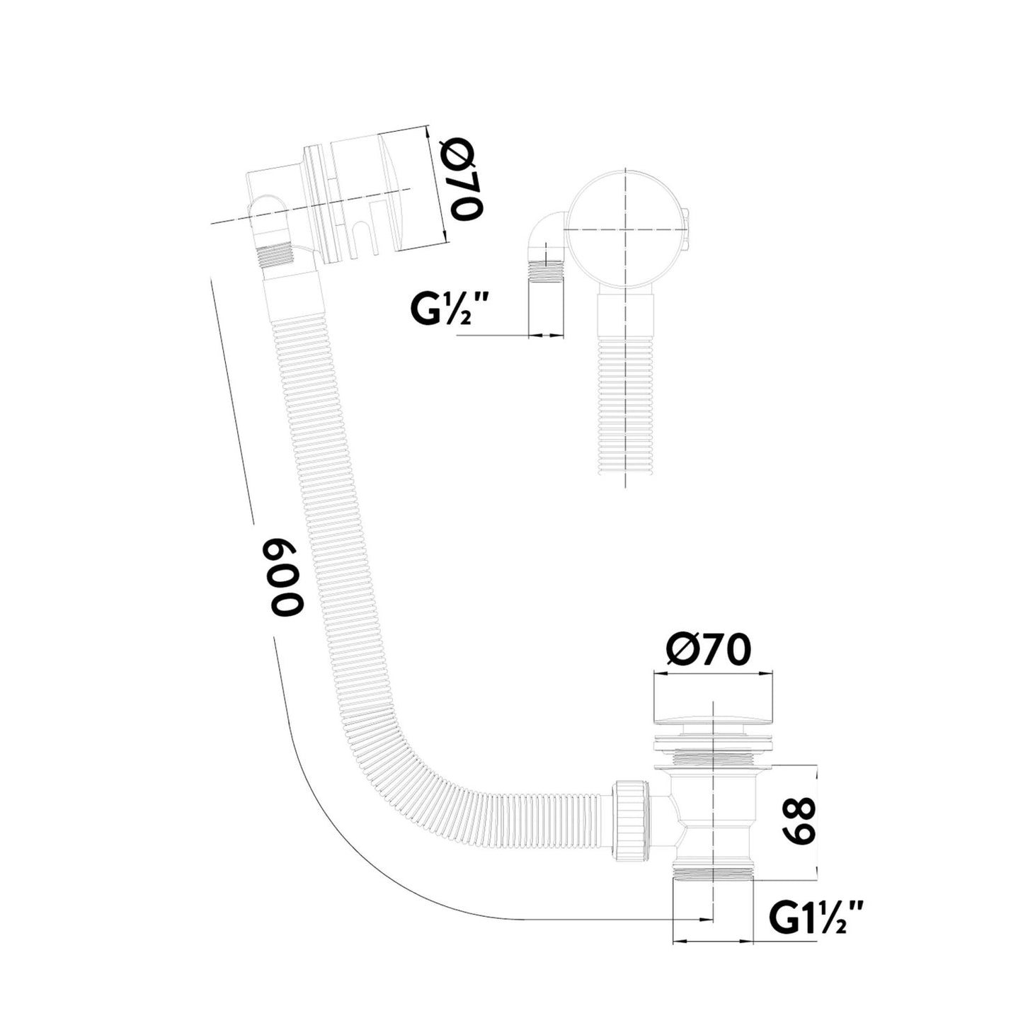 Round Overflow Filler Brushed Brass