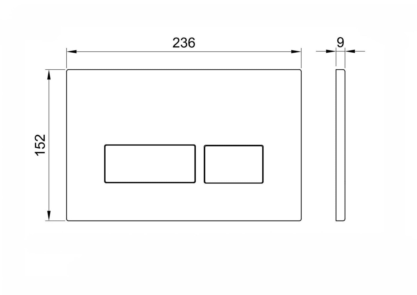 Square Black Dual Flush Button