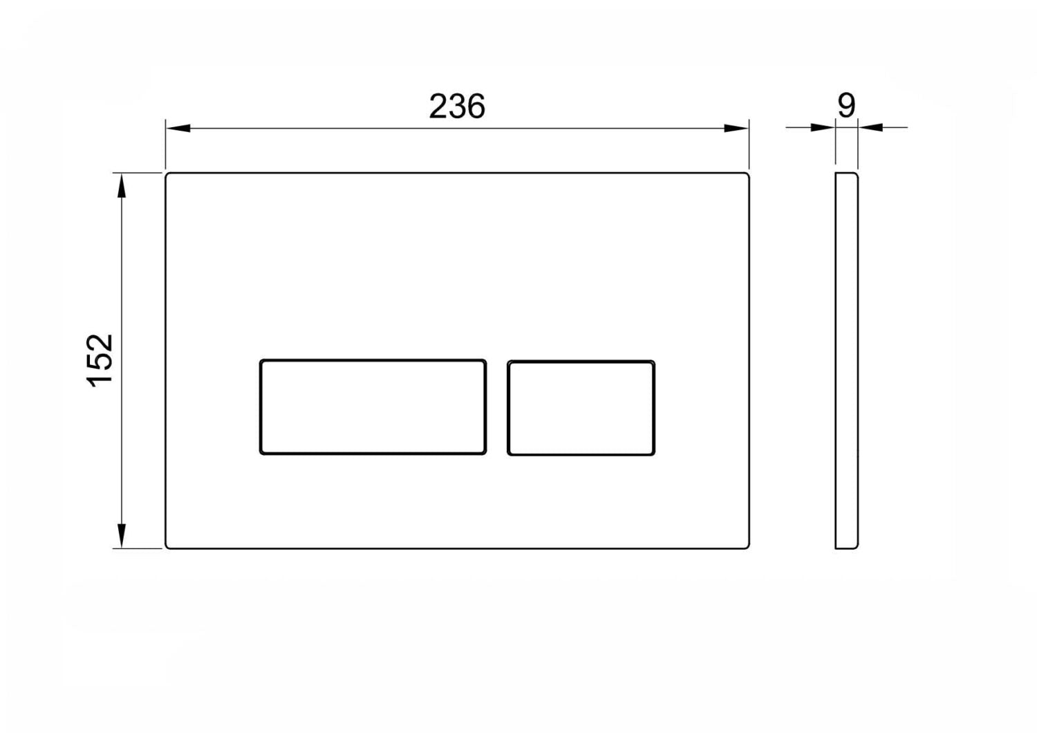 Square Black Dual Flush Button