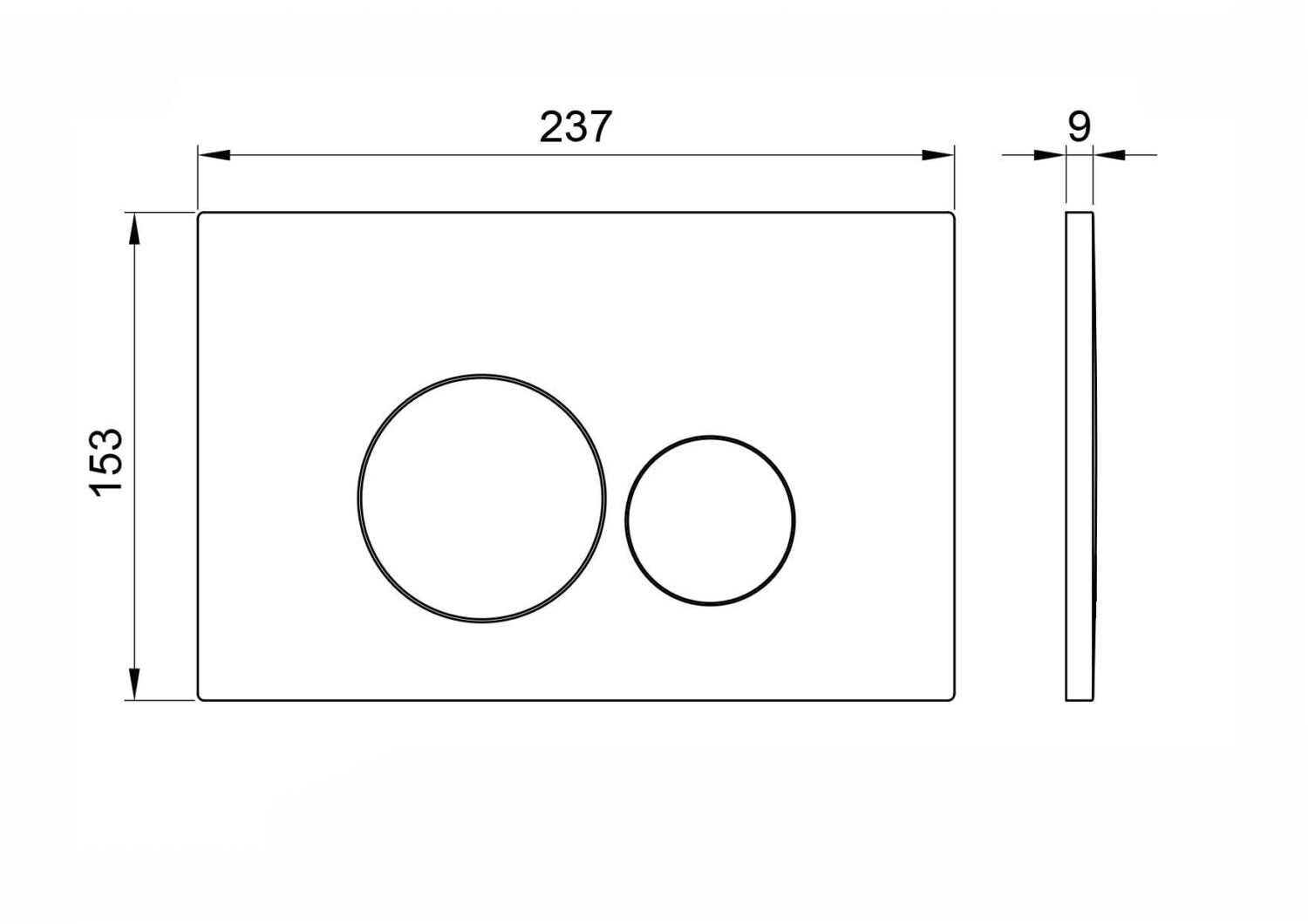 Round Black Dual Flush Button