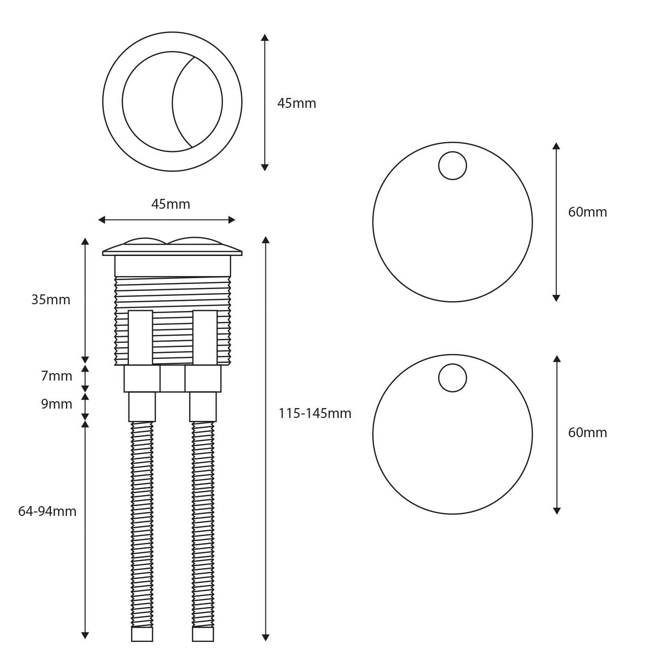 White Seat Hinge Cover & Cistern Push Button