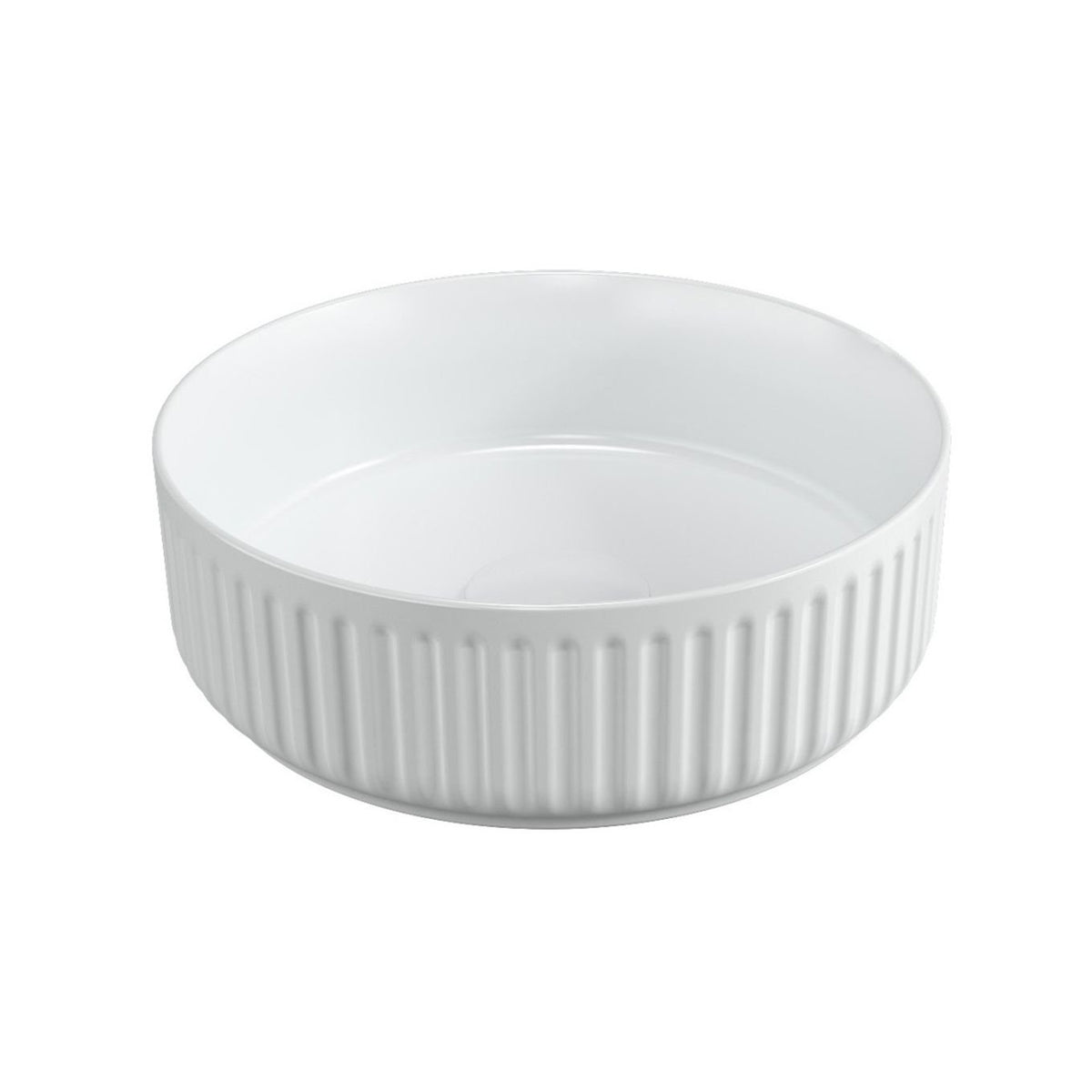 Massa Ribbed White Round Countertop Basin – Elegant Haven- Bathroom Store
