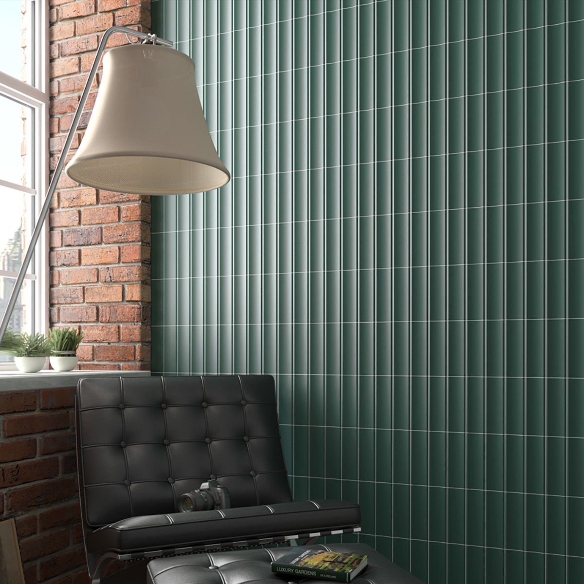 Valencia In Newport Green Gloss Ceramic Tile 200x65mm