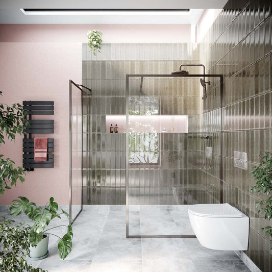 Amien Gunmetal Framed Clear Glass Shower Screen 1180mm