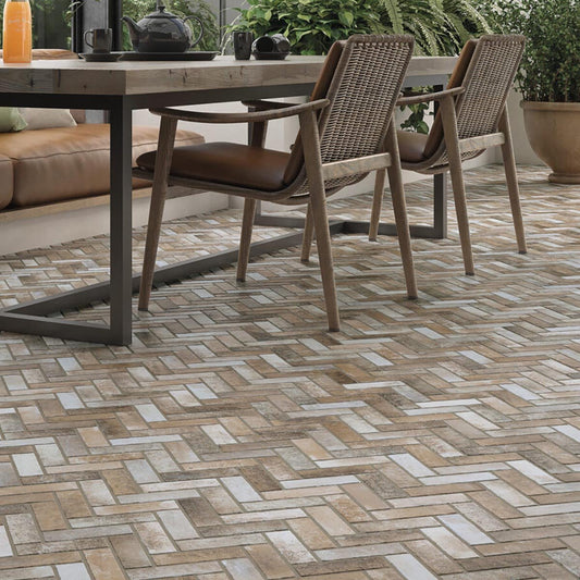 Sofia Matt Brown Herringbone Tile 600x400mm