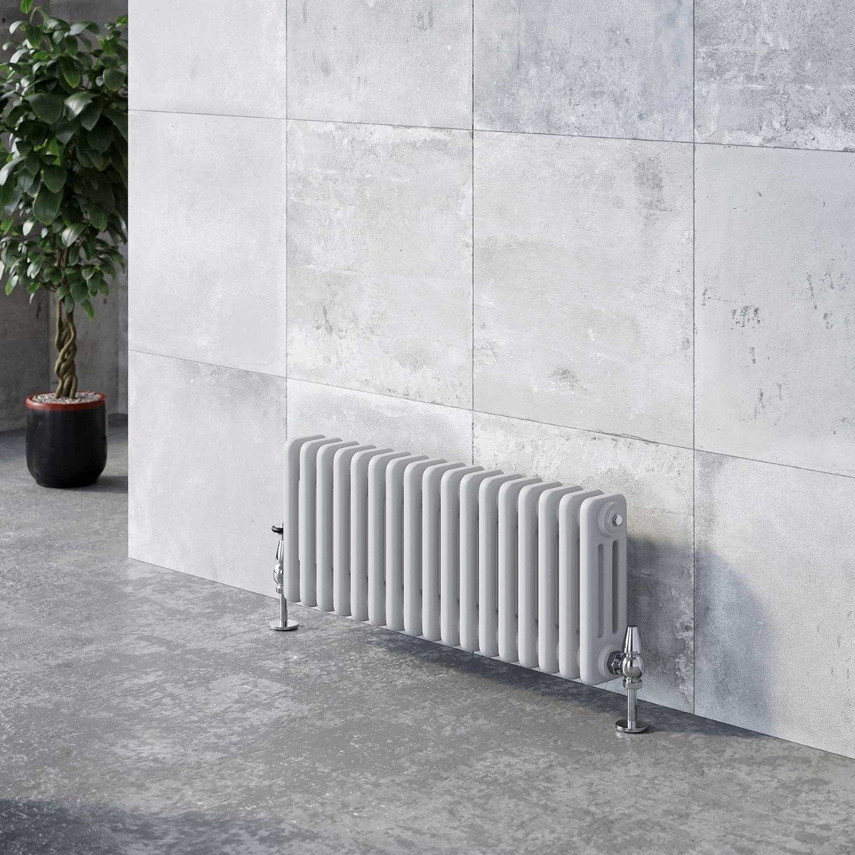 Upton White Triple Horizontal Column Radiator 300x785mm