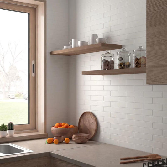 Accordion White Matt Ceramic Brick Tile 200x50mm