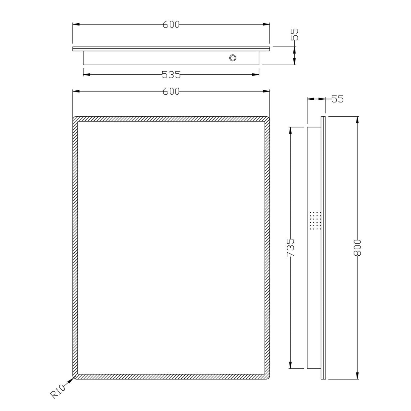 Jarrow LED Mirror with Built-In Bluetooth Speakers 600mm